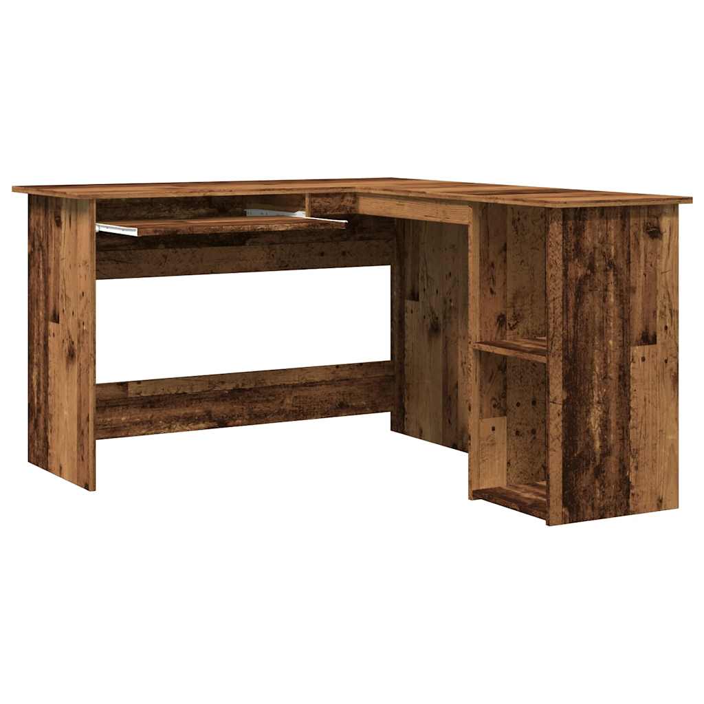 Modern Wooden Home Office L-Shape Corner Computer Desk Table With Open Storage