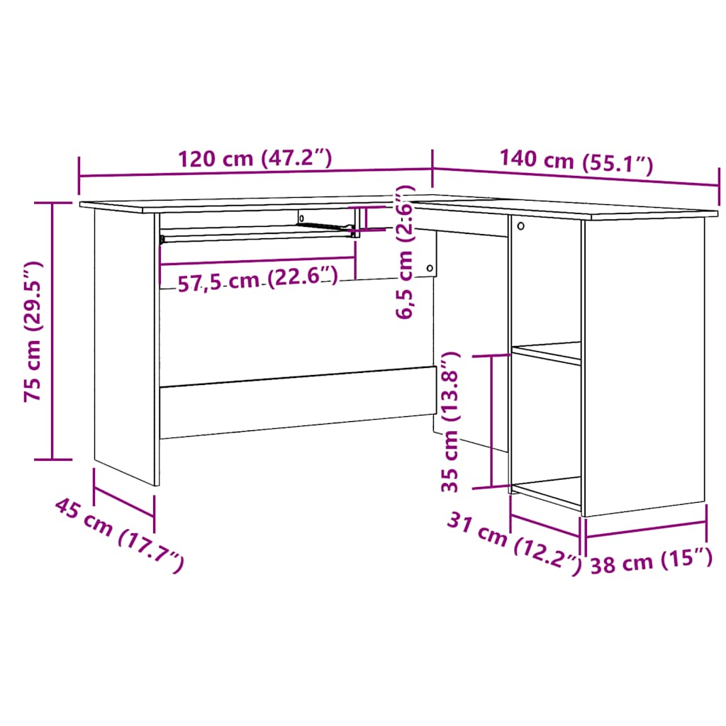 Modern Wooden Home Office L-Shape Corner Computer Desk Table With Open Storage