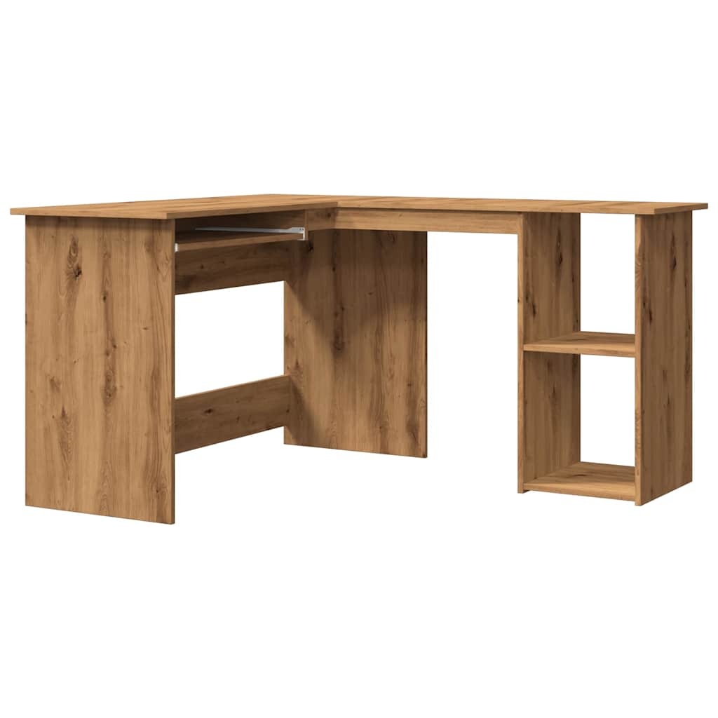 Modern Wooden Home Office L-Shape Corner Computer Desk Table With Open Storage