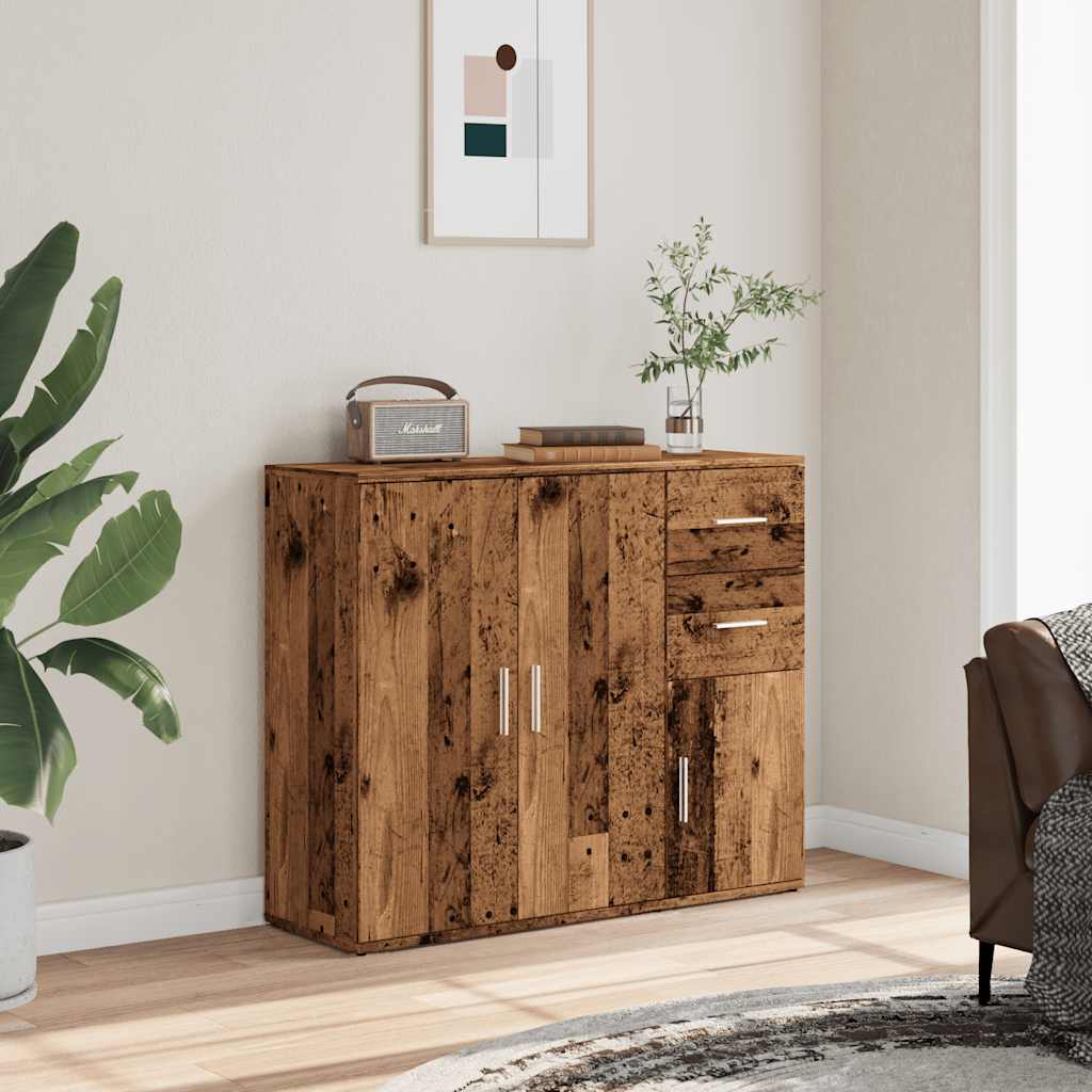 Modern Wooden Sideboard Storage Cabinet Unit With 3 Doors & 2 Drawers wood