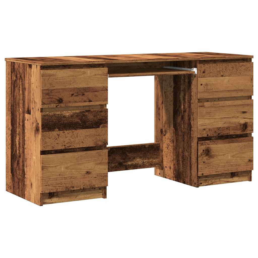 Modern Wooden Home Office Computer Desk Table With 6 Storage Drawers