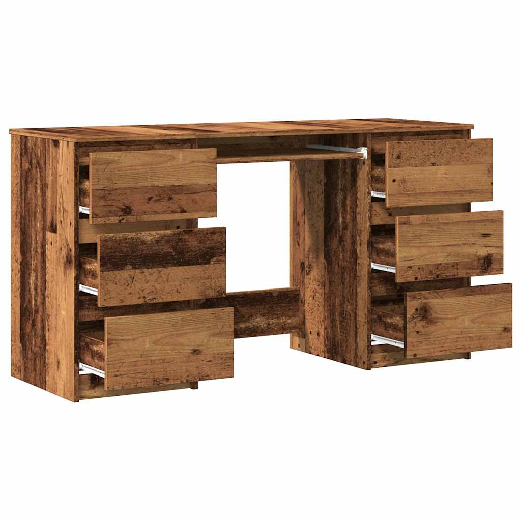 Modern Wooden Home Office Computer Desk Table With 6 Storage Drawers
