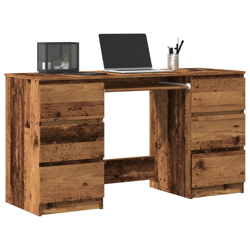 Modern Wooden Home Office Computer Desk Table With 6 Storage Drawers