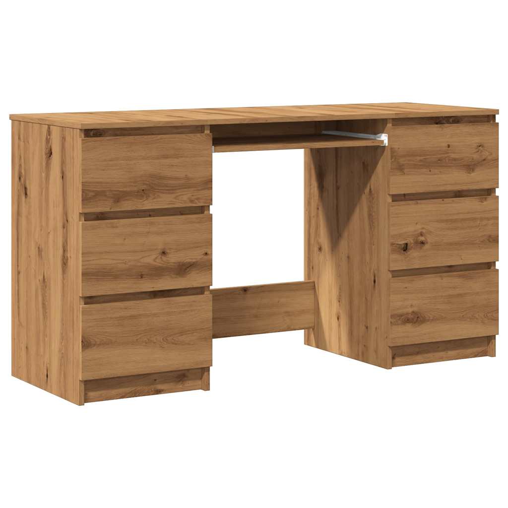 Modern Wooden Home Office Computer Desk Table With 6 Storage Drawers
