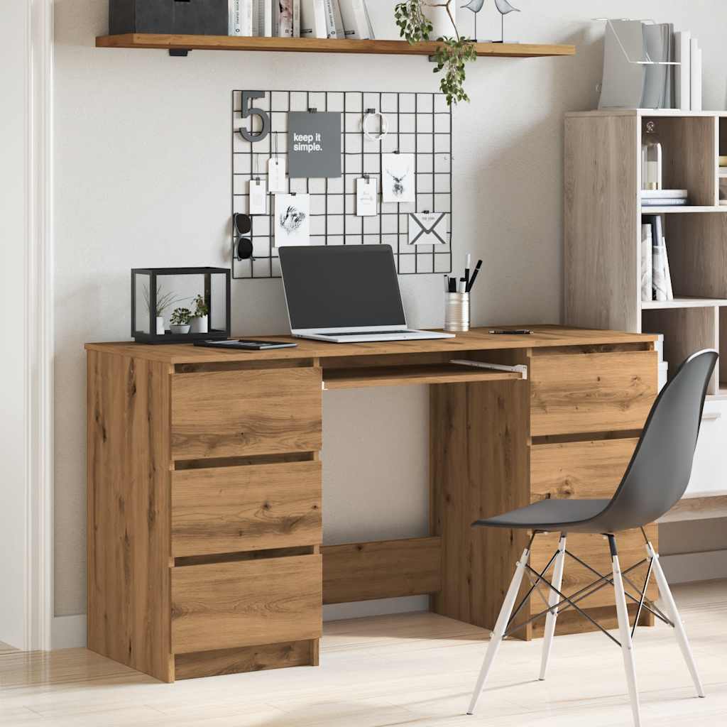 Modern Wooden Home Office Computer Desk Table With 6 Storage Drawers
