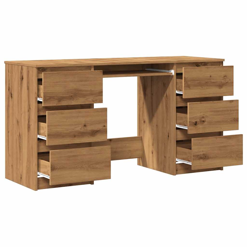 Modern Wooden Home Office Computer Desk Table With 6 Storage Drawers