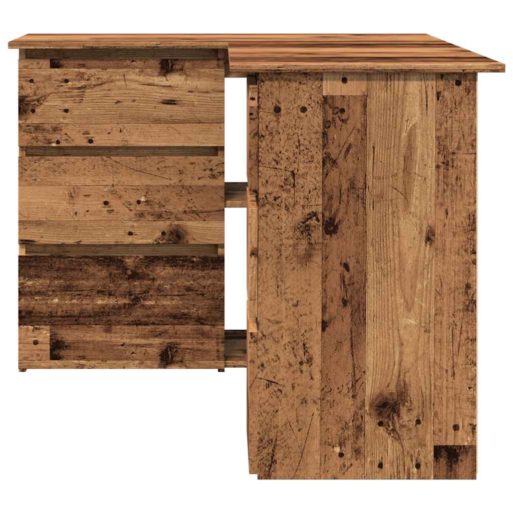 Modern Wooden Home Office L-Shape Corner Computer Desk Table With Drawers