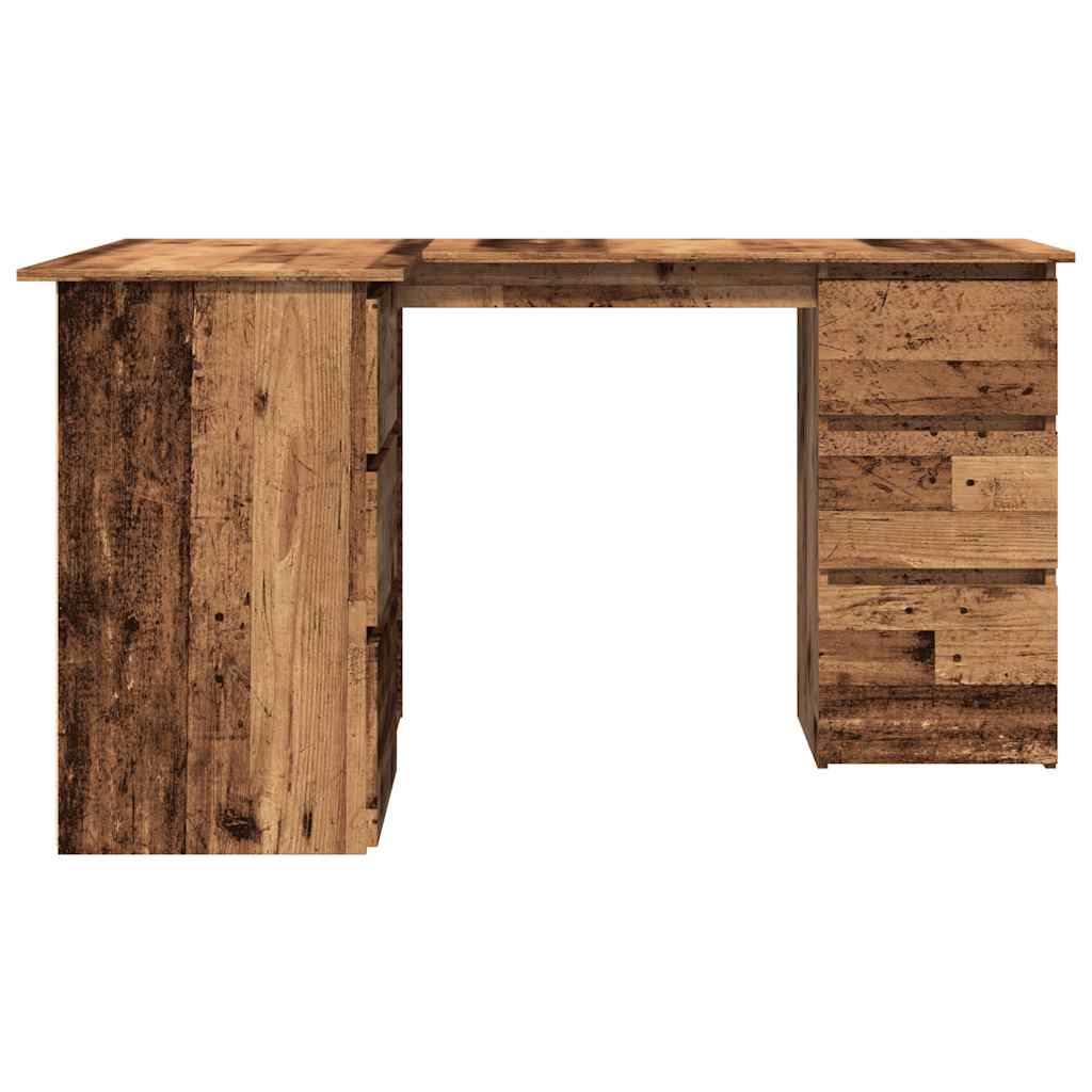 Modern Wooden Home Office L-Shape Corner Computer Desk Table With Drawers