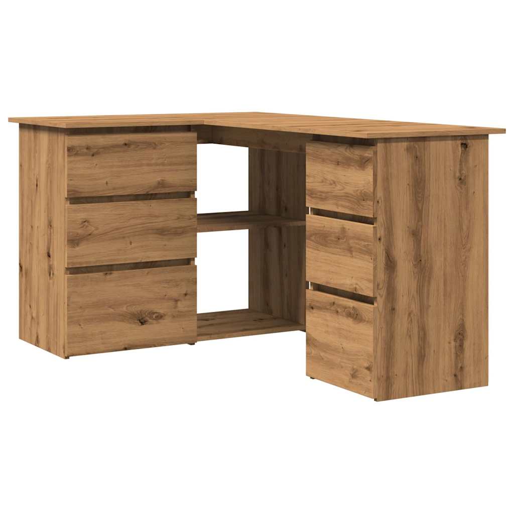 Modern Wooden Home Office L-Shape Corner Computer Desk Table With Drawers