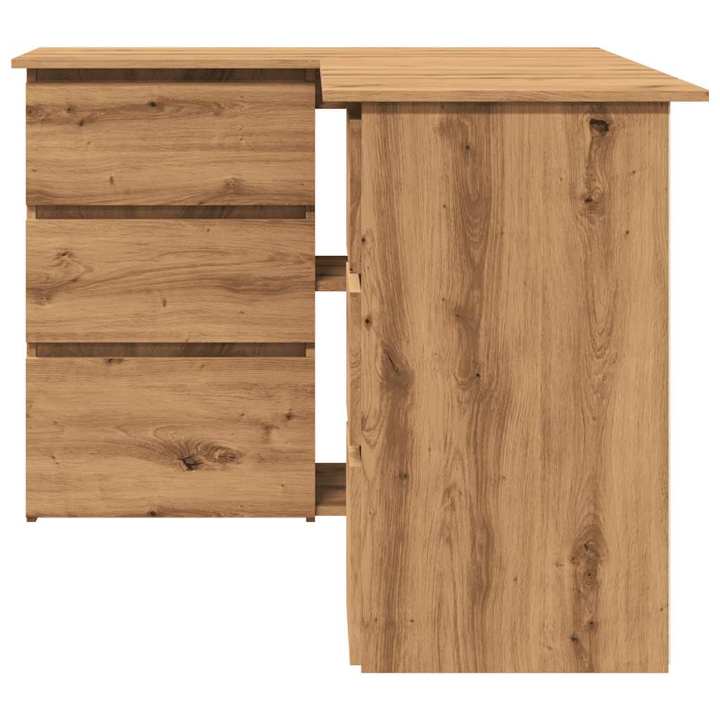 Modern Wooden Home Office L-Shape Corner Computer Desk Table With Drawers
