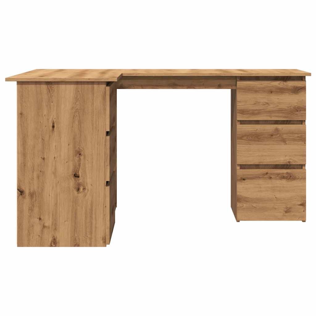 Modern Wooden Home Office L-Shape Corner Computer Desk Table With Drawers