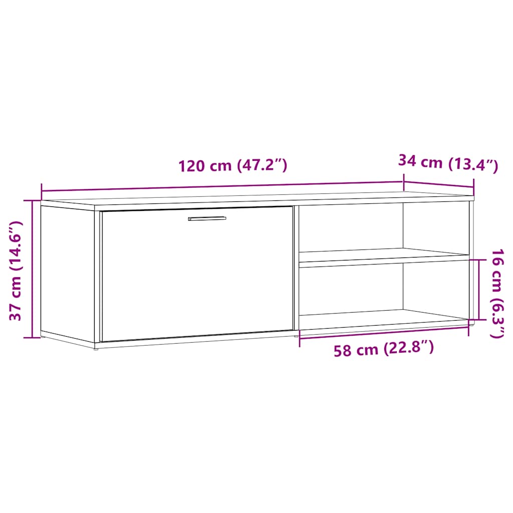 Modern Wooden 47 Inch TV Tele Stand Unit Cabinet With Door & Open Storage