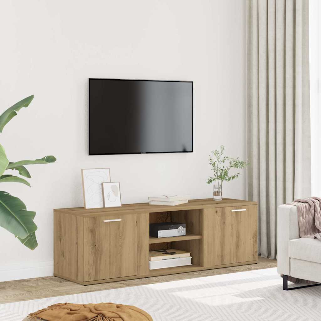 Modern Wooden TV Tele Stand Media Unit Cabinet With 2 Doors & Storage Shelf