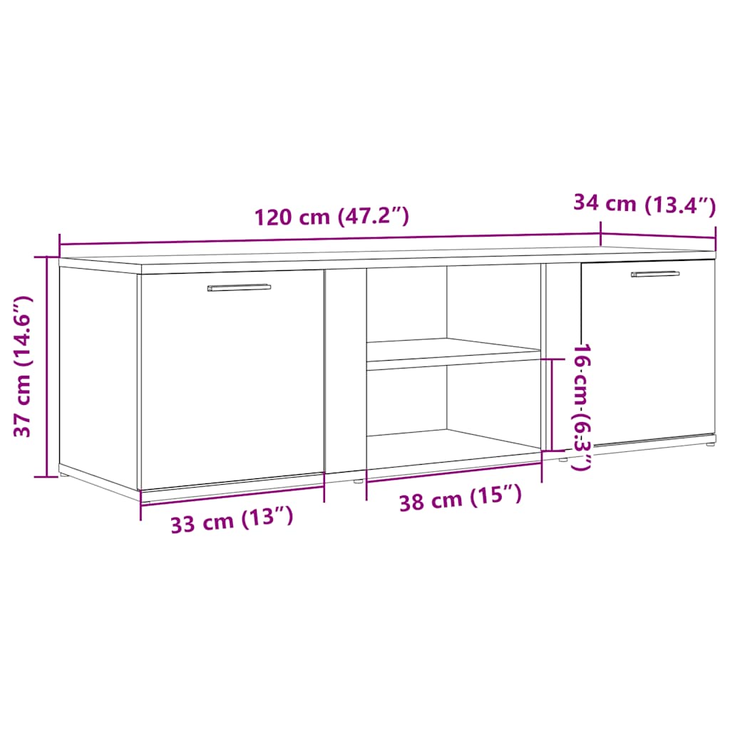 Modern Wooden TV Tele Stand Media Unit Cabinet With 2 Doors & Storage Shelf