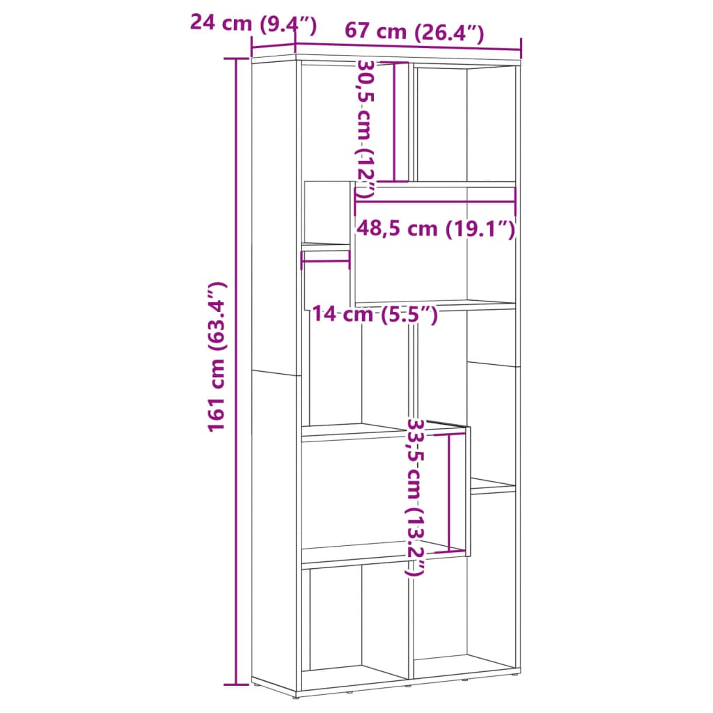Modern Wooden Tall Open Bookcase Book Storage Cabinet Shelving Storage Display