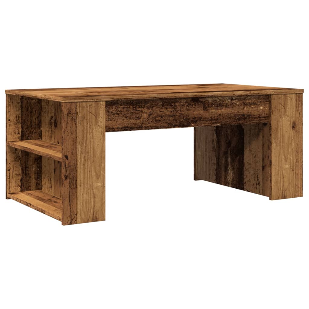 Modern Wooden Living Room Coffee Table With Open Storage Shelves Wood Tables