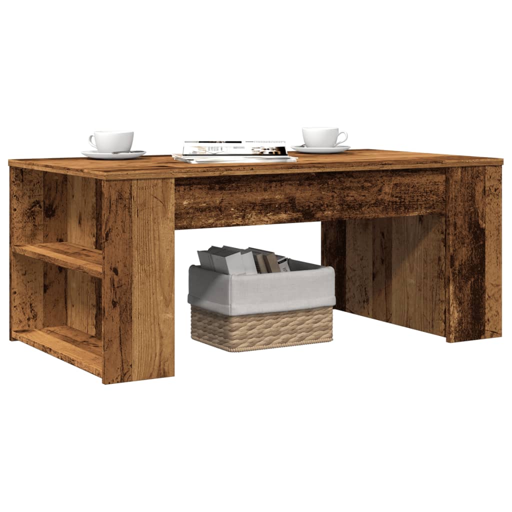 Modern Wooden Living Room Coffee Table With Open Storage Shelves Wood Tables