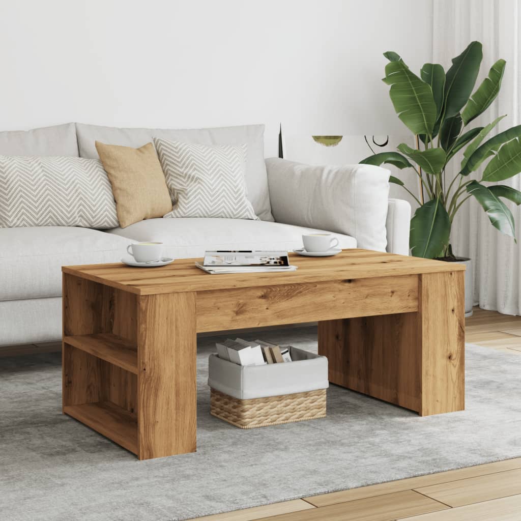 Modern Wooden Living Room Coffee Table With Open Storage Shelves Wood Tables