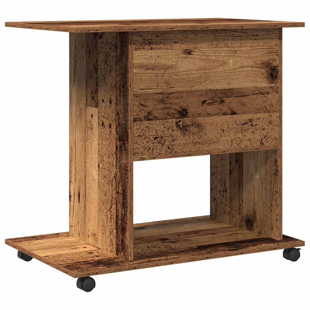 Modern Wooden Home Office Writing Computer Desk With Wheels & Keyboard Train