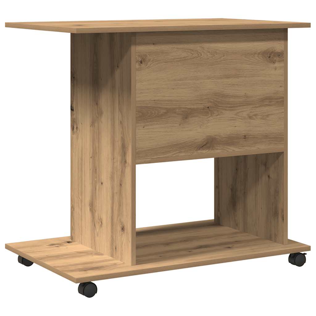 Modern Wooden Home Office Writing Computer Desk With Wheels & Keyboard Train