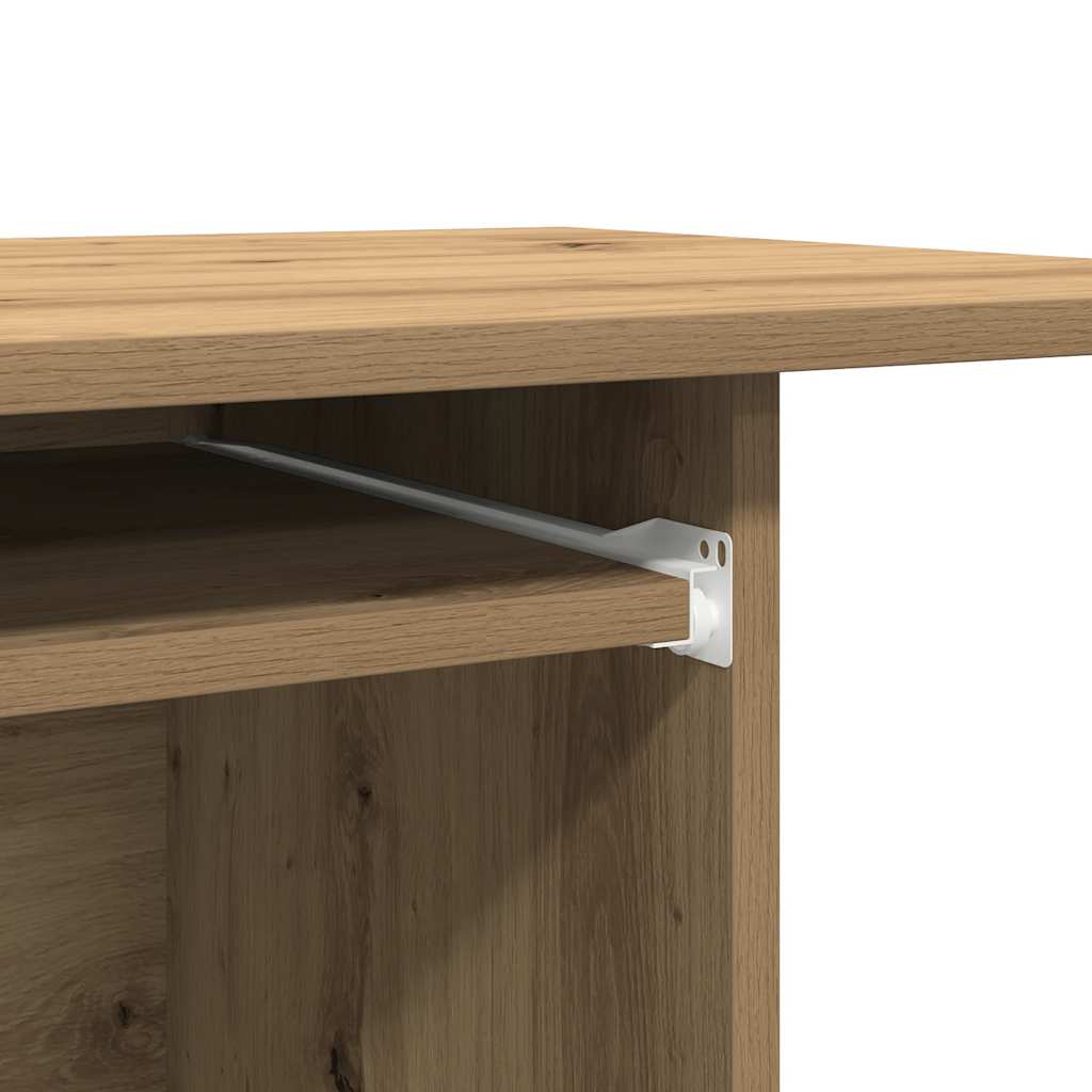 Modern Wooden Home Office Writing Computer Desk With Wheels & Keyboard Train