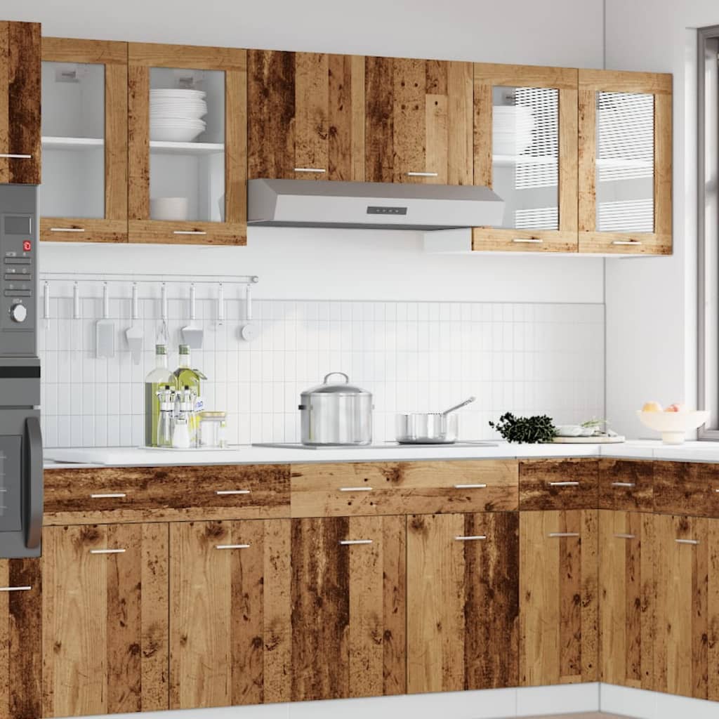 Hanging Glass Cabinet Lyon Old Wood 40x31x60 cm Engineered Wood