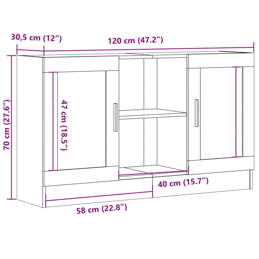 Sideboard Old Wood 120x30.5x70 cm Engineered Wood