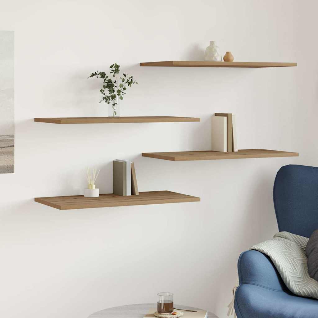 Wall Shelves 4 pcs Artisan Oak 60x30x1.5 cm Engineered Wood