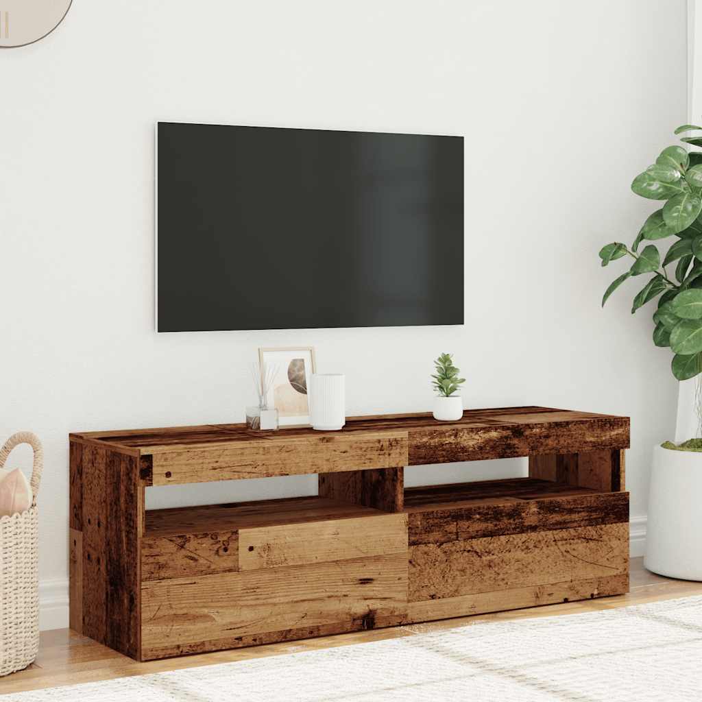 Modern Wooden TV Tele Stand Media Unit Cabinet With Storage & LED Lights Wood