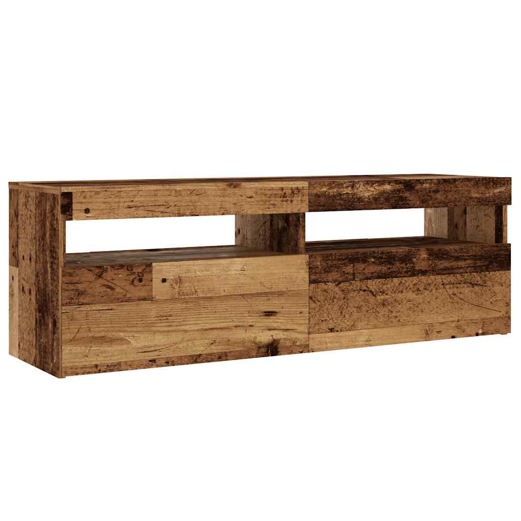 Modern Wooden TV Tele Stand Media Unit Cabinet With Storage & LED Lights Wood