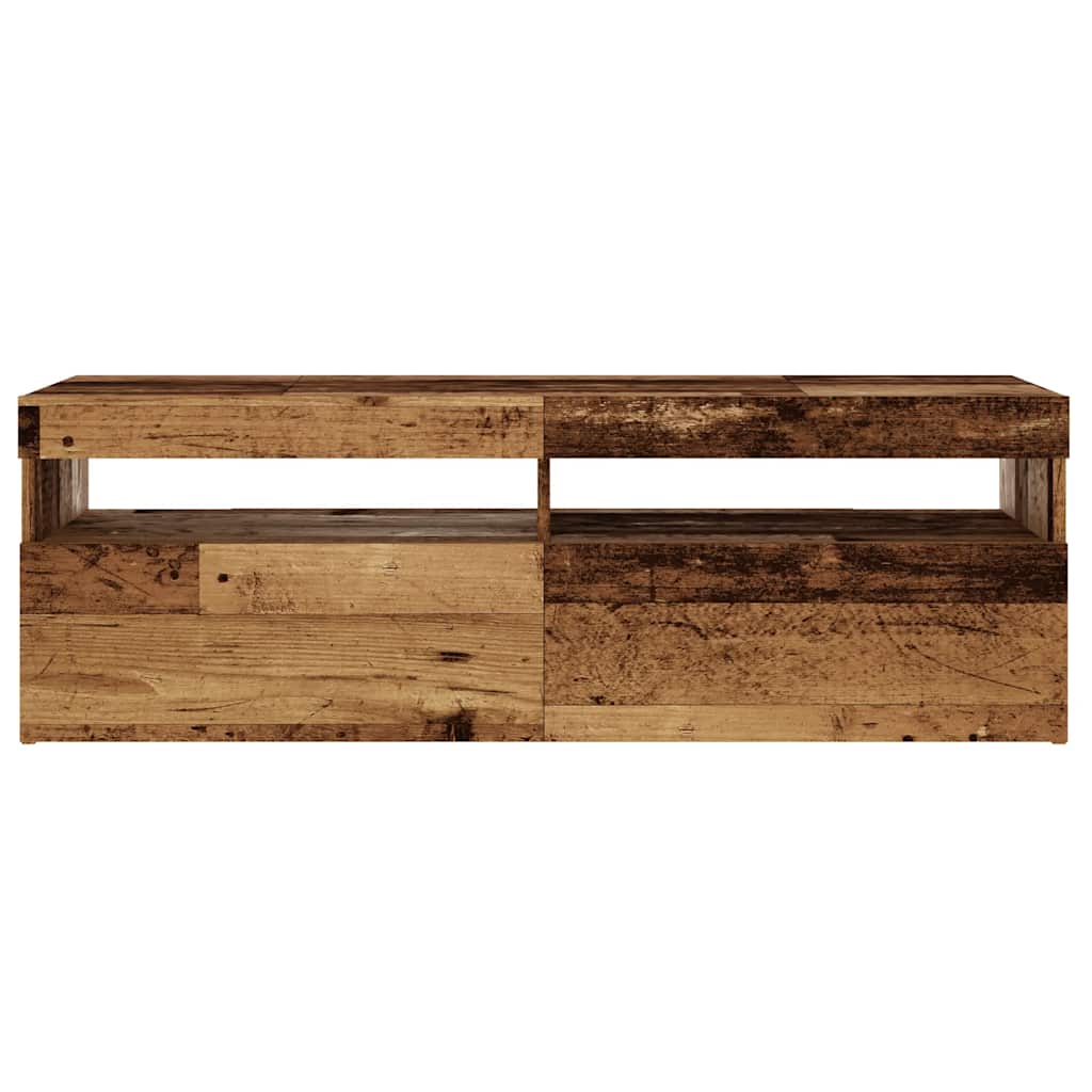 Modern Wooden TV Tele Stand Media Unit Cabinet With Storage & LED Lights Wood