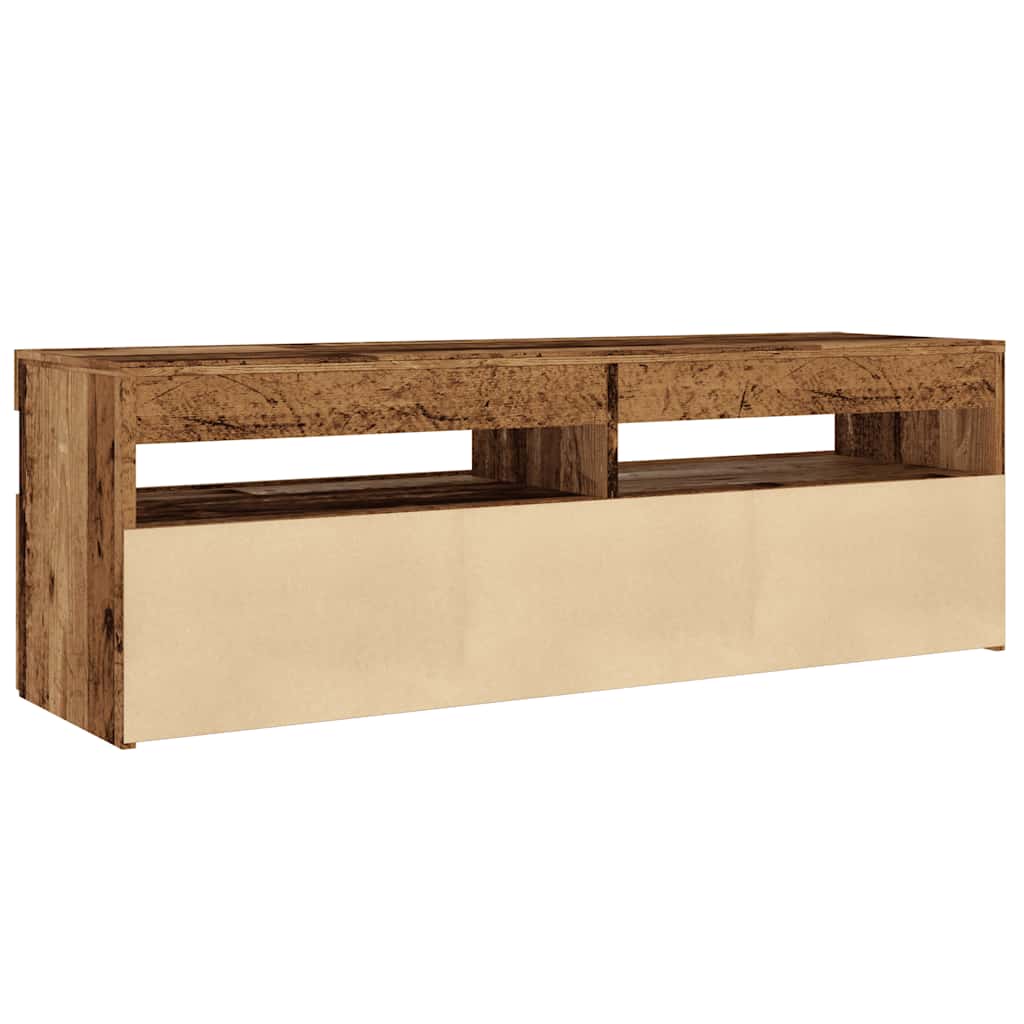 Modern Wooden TV Tele Stand Media Unit Cabinet With Storage & LED Lights Wood