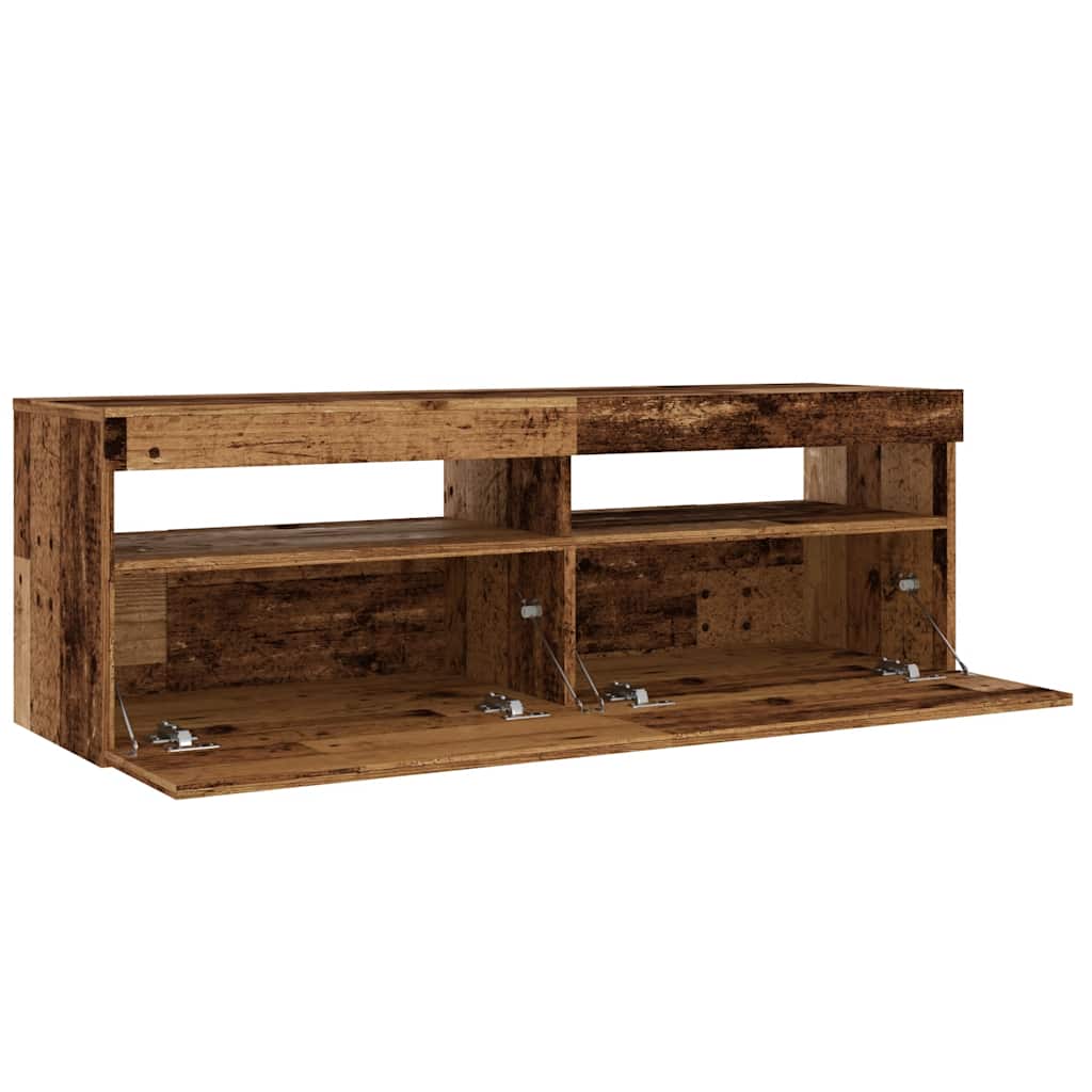 Modern Wooden TV Tele Stand Media Unit Cabinet With Storage & LED Lights Wood