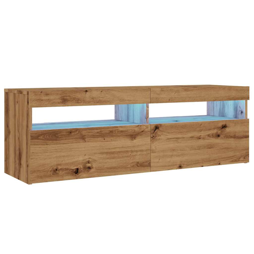 Modern Wooden TV Tele Stand Media Unit Cabinet With Storage & LED Lights Wood