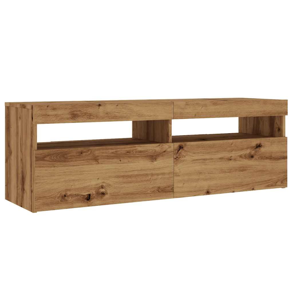 Modern Wooden TV Tele Stand Media Unit Cabinet With Storage & LED Lights Wood