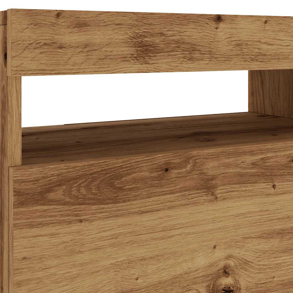Modern Wooden TV Tele Stand Media Unit Cabinet With Storage & LED Lights Wood