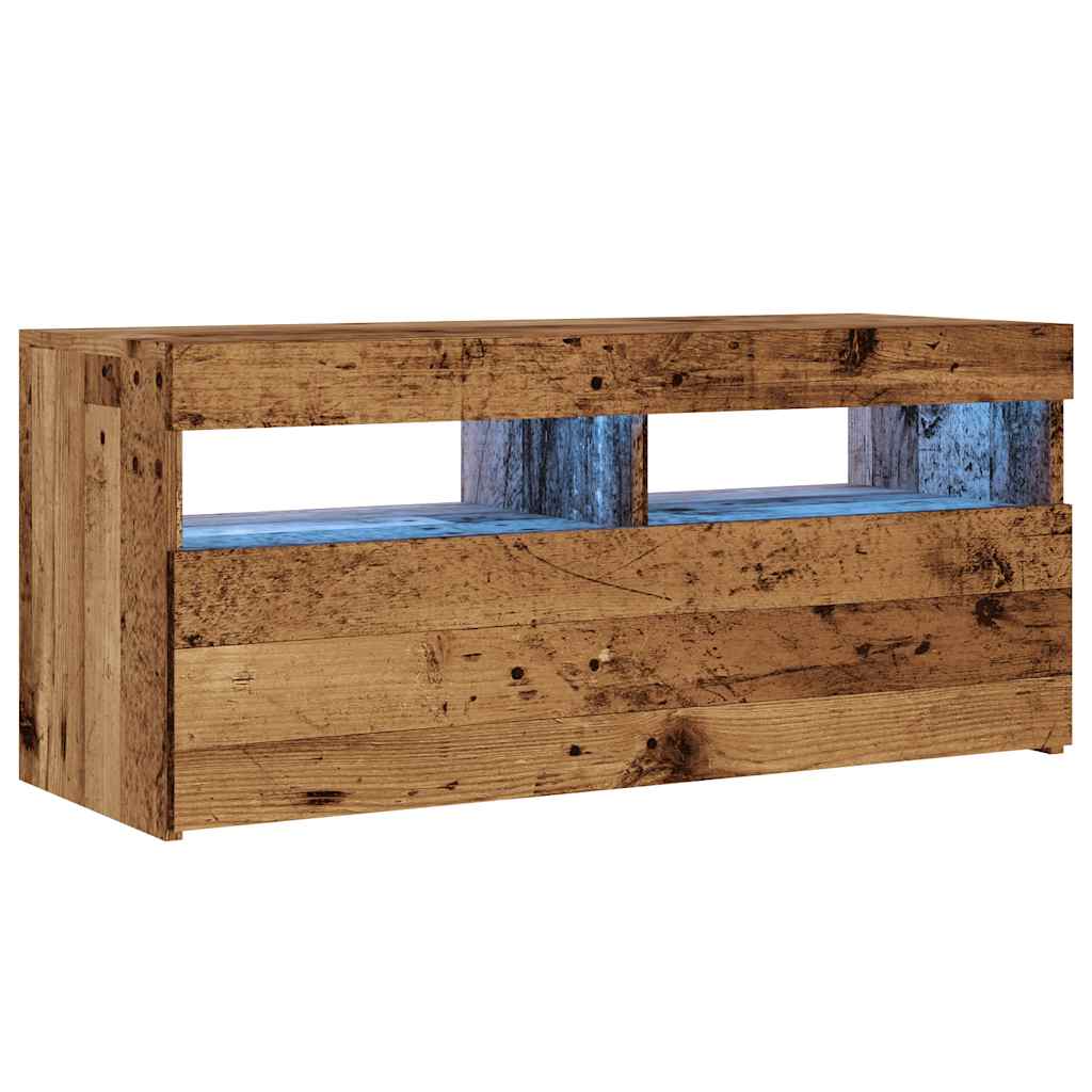 Modern Wooden TV Tele Stand Media Unit Cabinet With Storage & LED Lights Wood