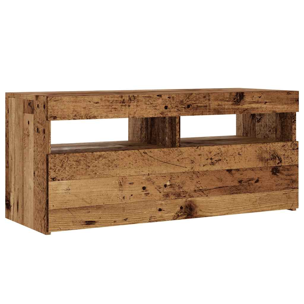 Modern Wooden TV Tele Stand Media Unit Cabinet With Storage & LED Lights Wood