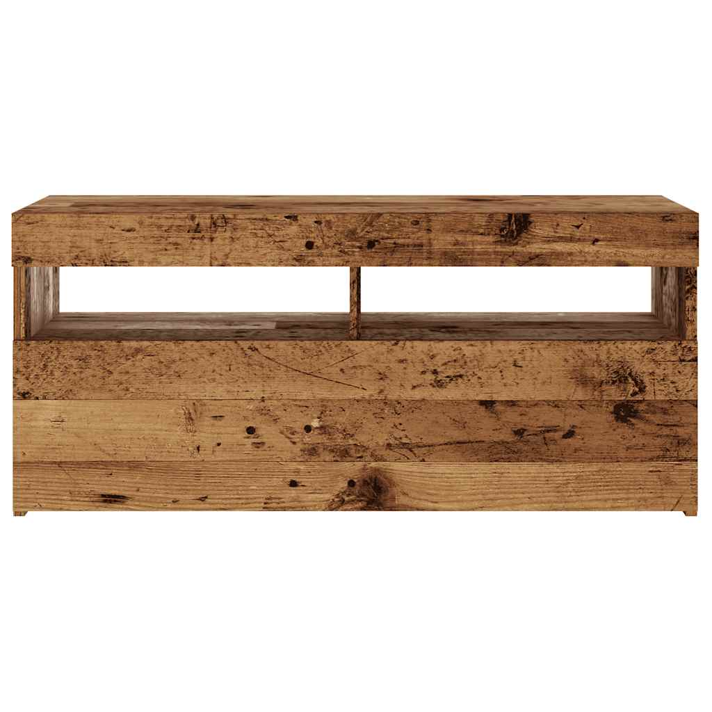 Modern Wooden TV Tele Stand Media Unit Cabinet With Storage & LED Lights Wood