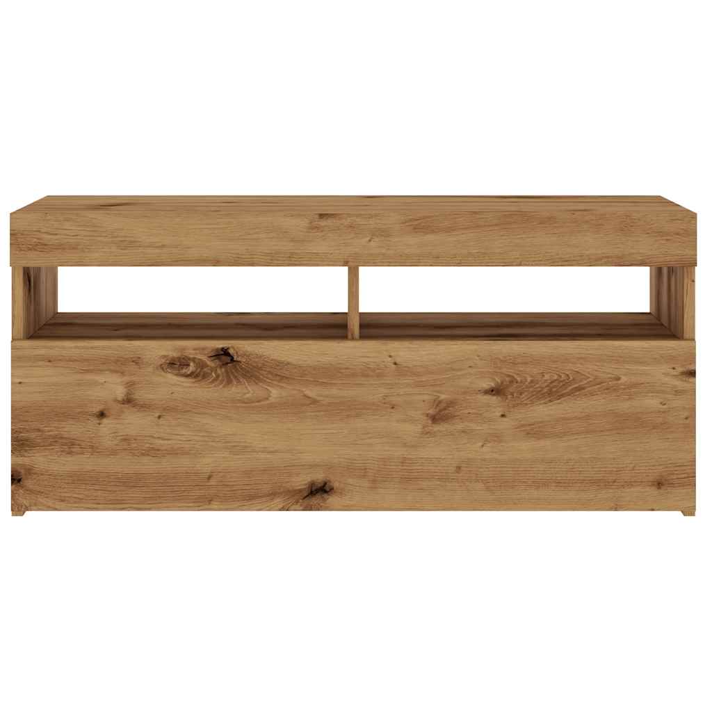 Modern Wooden TV Tele Stand Media Unit Cabinet With Storage & LED Lights Wood