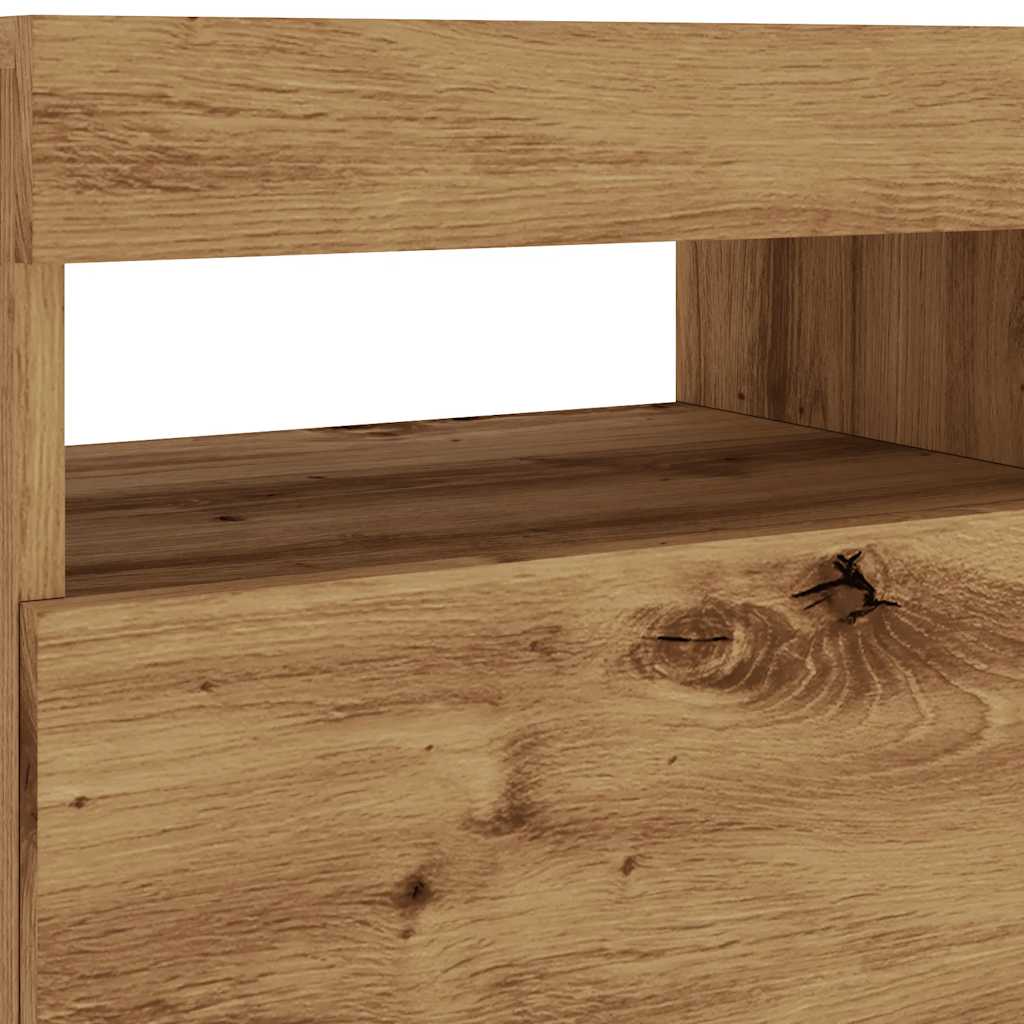 Modern Wooden TV Tele Stand Media Unit Cabinet With Storage & LED Lights Wood
