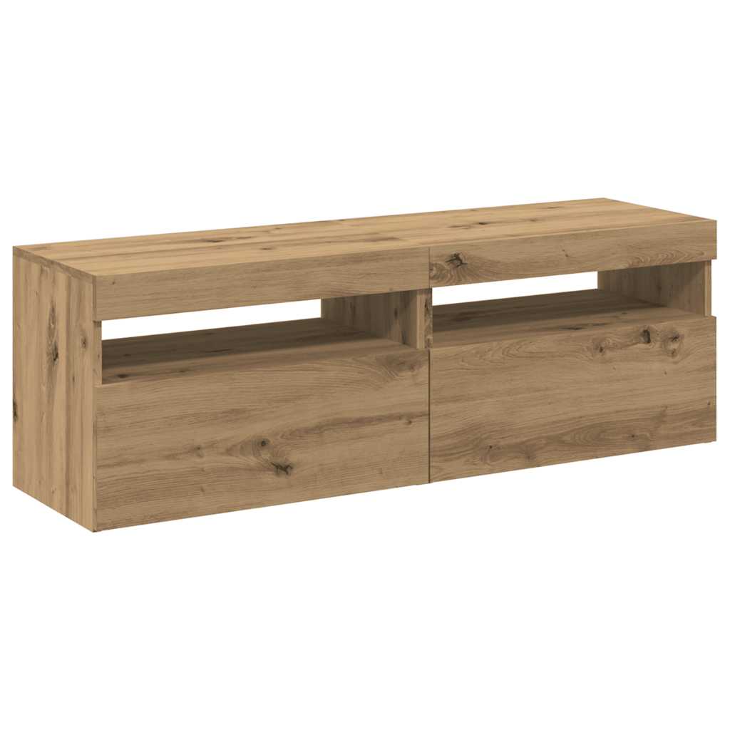 TV Cabinets with LED Lights 2 pcs Artisan Oak Engineered Wood