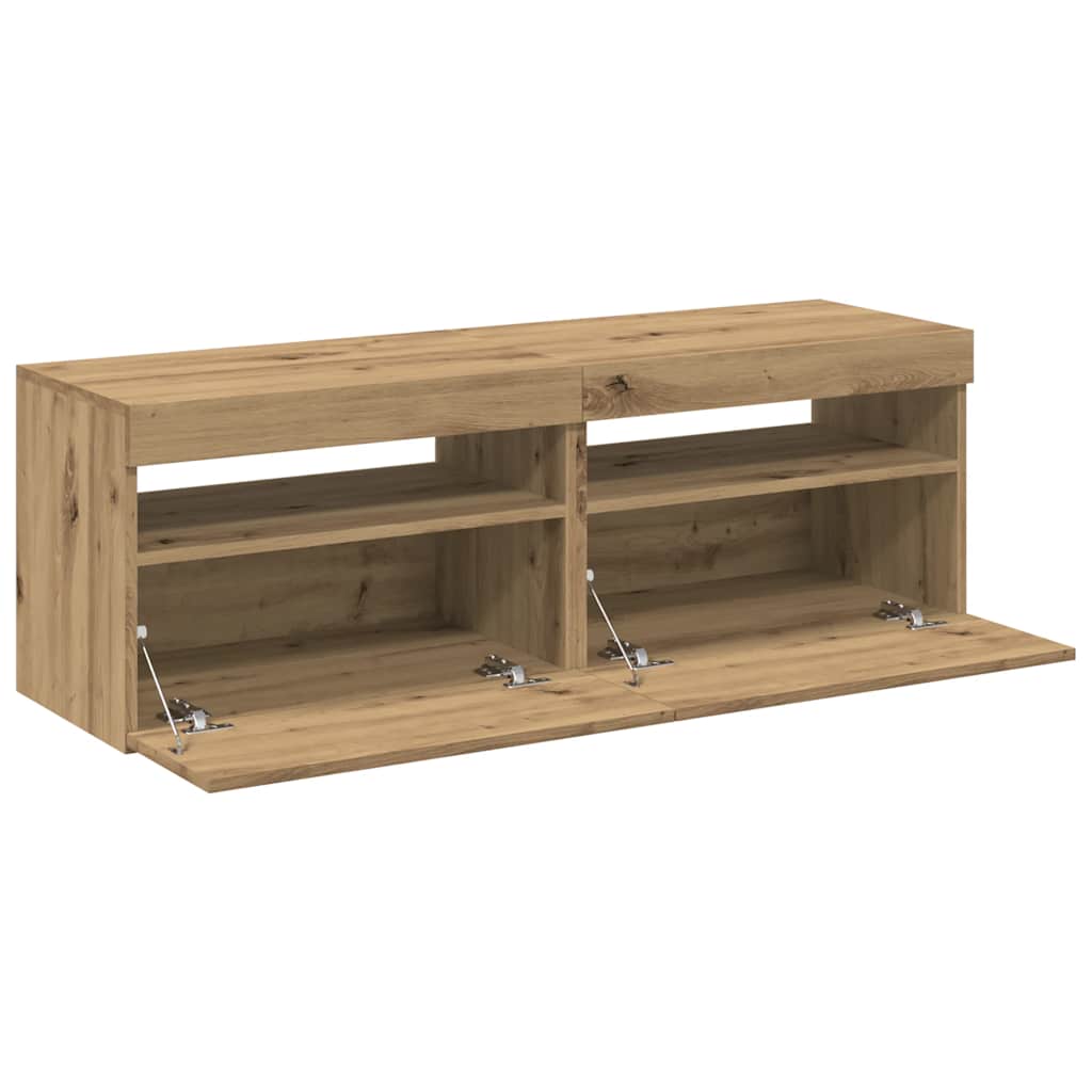 TV Cabinets with LED Lights 2 pcs Artisan Oak Engineered Wood
