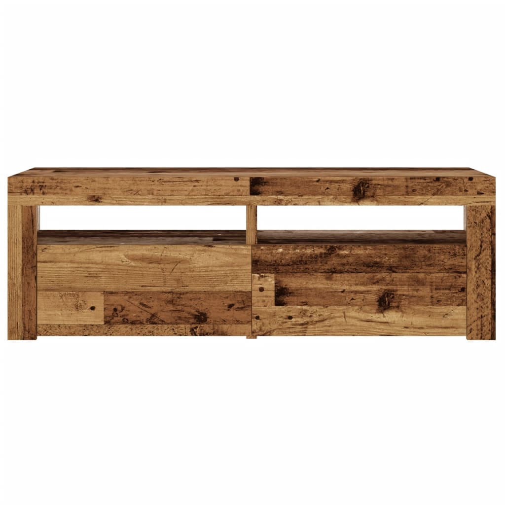 TV Cabinet with LED Lights Old Wood 120x35x40 cm Engineered Wood