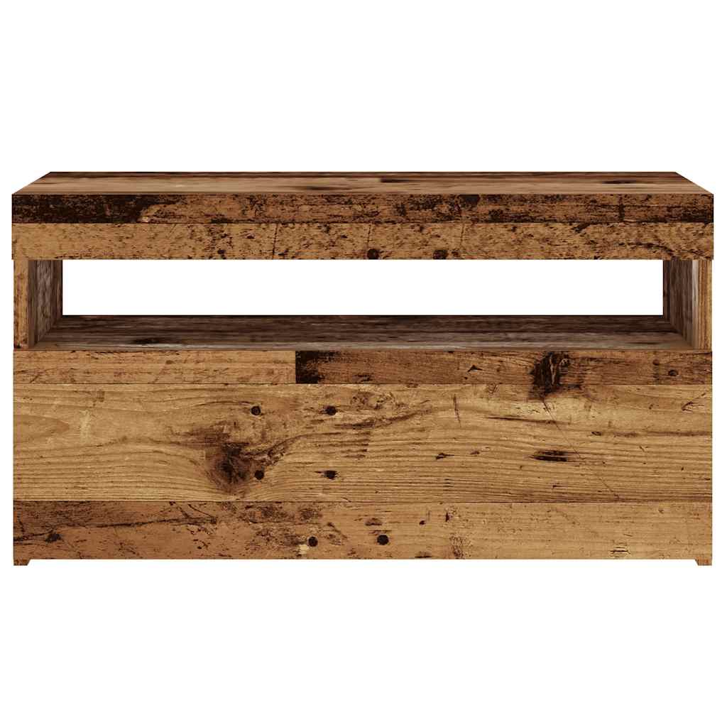 TV Cabinet with LED Lights Old Wood 75x35x40 cm Engineered Wood