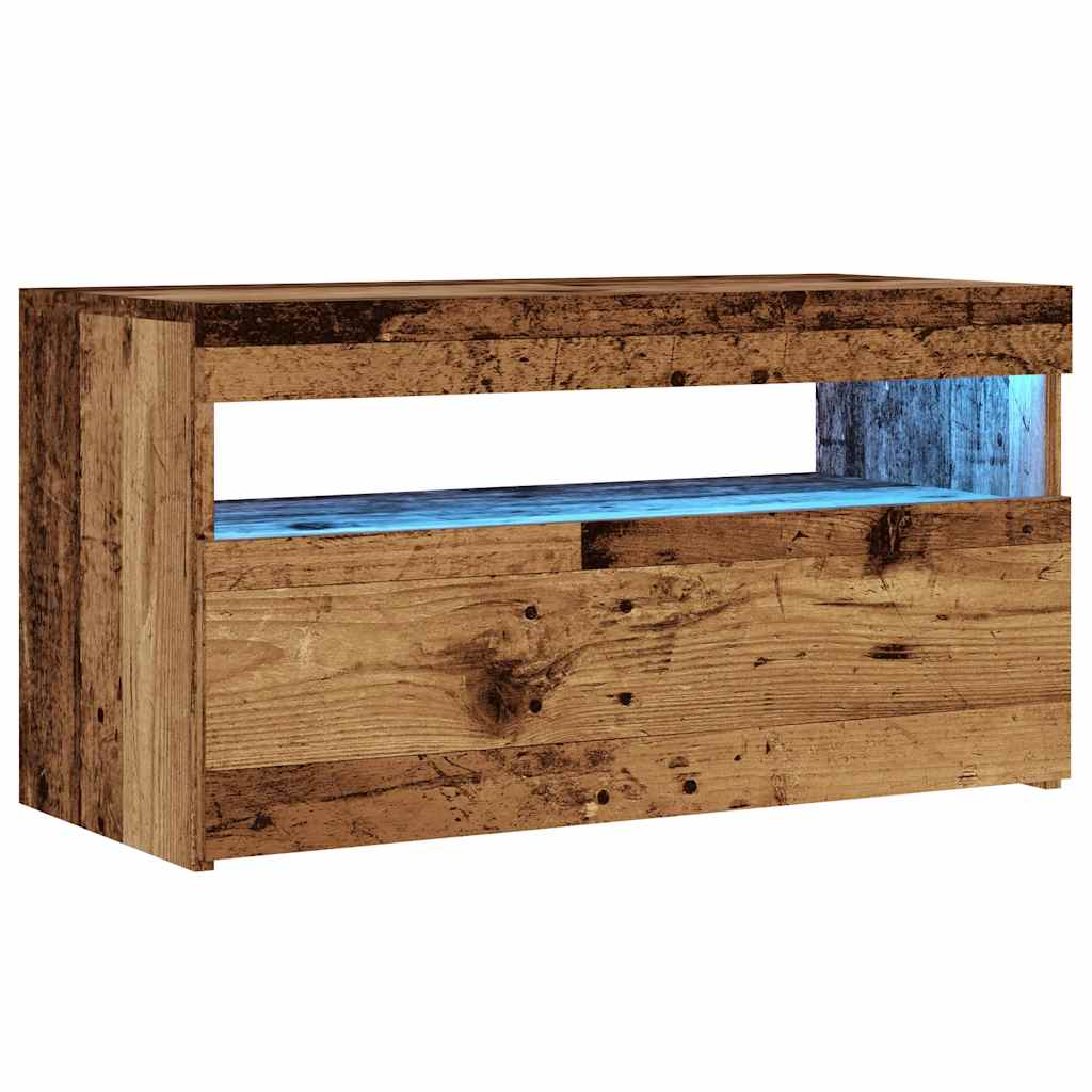 TV Cabinets with LED Lights 2 pcs Old Wood Engineered Wood