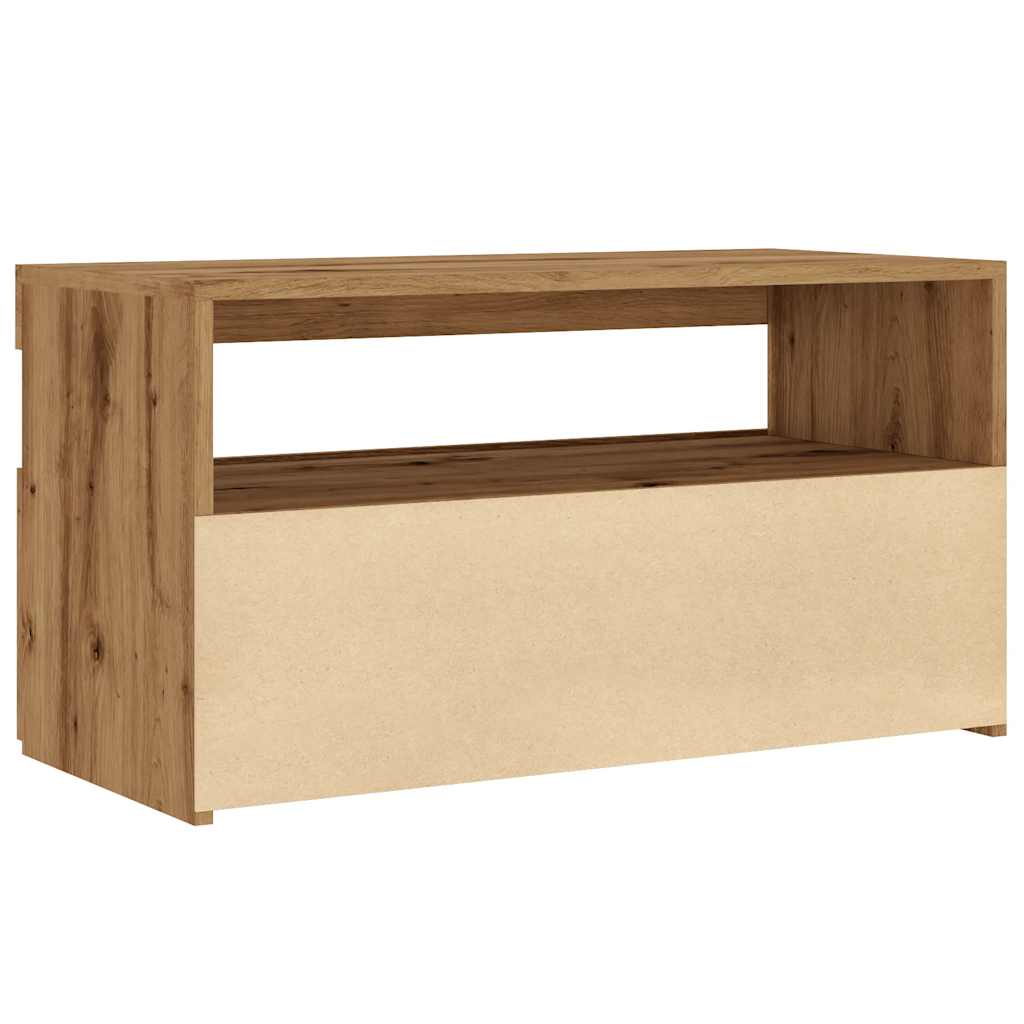 TV Cabinet with LED Lights Artisan Oak 75x35x40 cm Engineered Wood