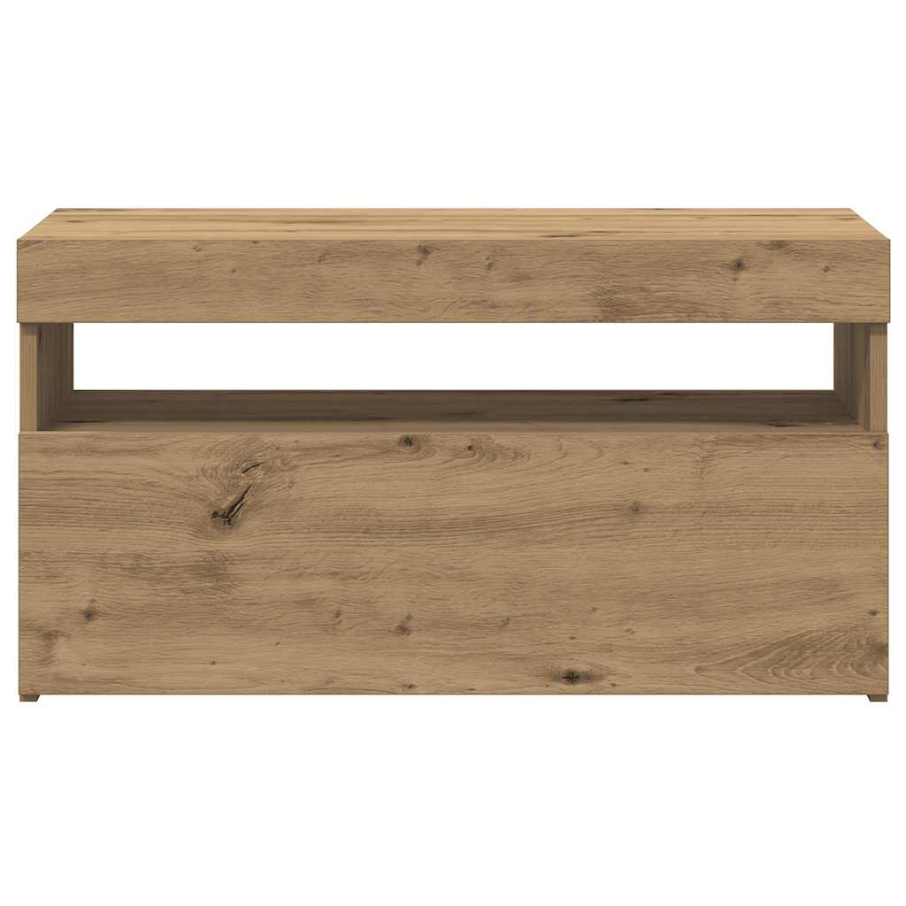 TV Cabinets with LED Lights 2 pcs Artisan Oak Engineered Wood