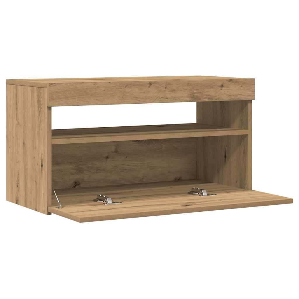 TV Cabinets with LED Lights 2 pcs Artisan Oak Engineered Wood