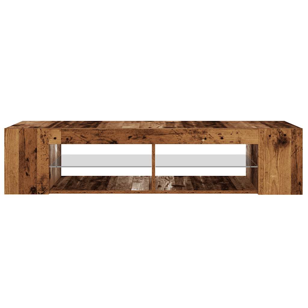 Modern Wooden TV Tele Stand Unit Cabinet With LED Lights & Storage Shelf